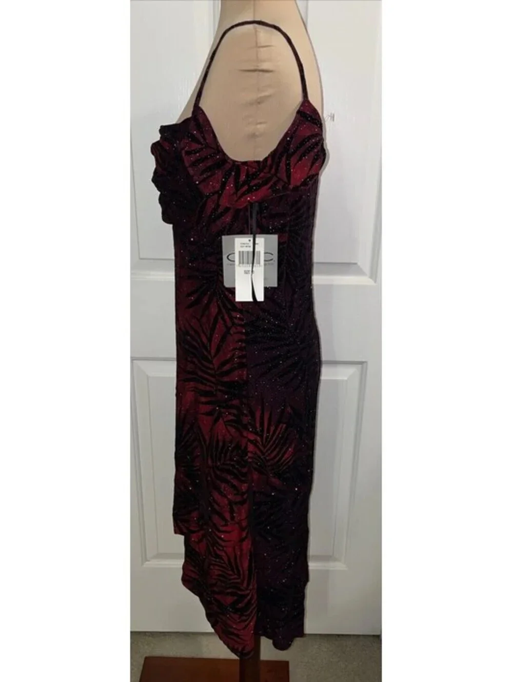Vintage Rampage CDC Petites Ruched Bust Red & Black Dress Sparkle Size 10